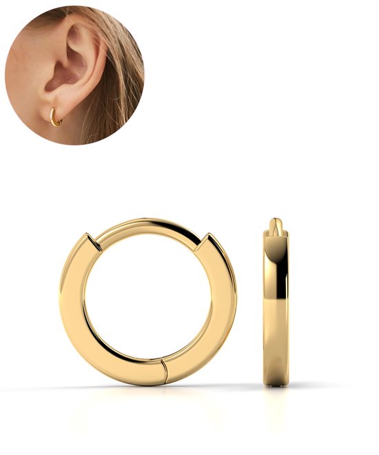 Semyco Vega 10 mm - Boucles d'oreilles d'oreilles or - Boucles d'oreilles or 14 carats - Boucles d'oreilles plaqué or PVD