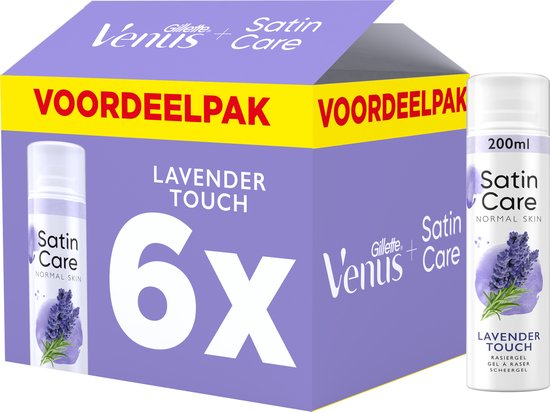 Gillette Satin Care Gel à raser pour femme - Geur Lavande - 6 x 200 ml
