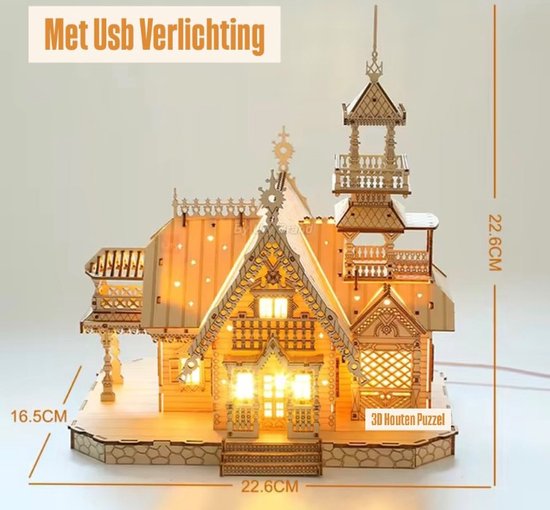 Puzzle 3D Maison Chinoise En Bois Avec Lumière - Maquette DIY, Jeu Cadeau, à Monter Soi-même