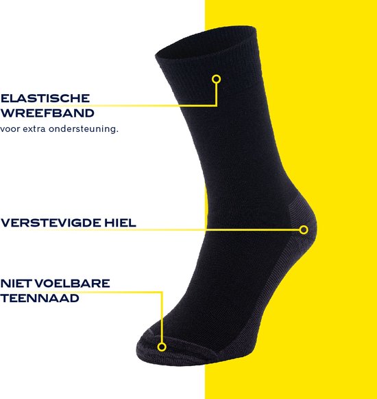 Chaussettes d'hiver NOMAD® Premium, paquet de 2 | 39/42 Zwart | Chaussettes d'intérieur Femme / Homme | 32% laine mérinos | Chaussettes épaisses et chaudes en laine | Bon transport de l'humidité