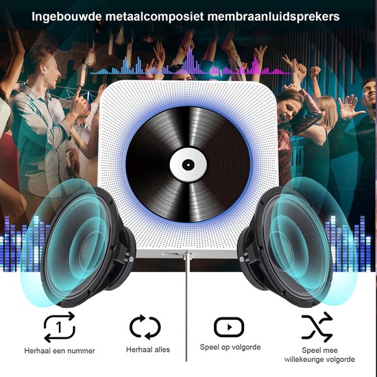 Liphier Draagbare cd-speler met hifi-luidsprekers voor