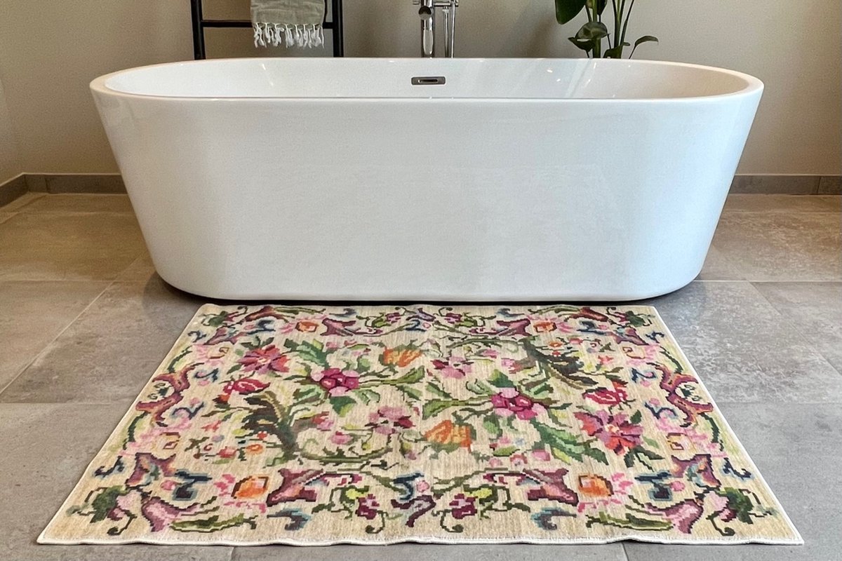 Vintage look badmat diverse kleuren 120cm x 80cm