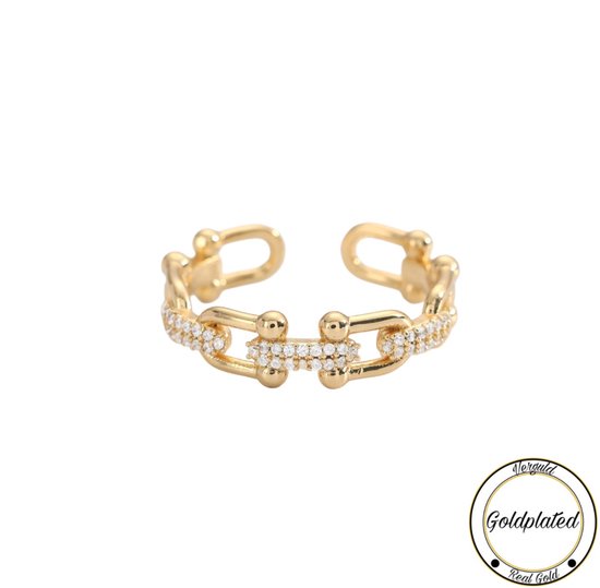 Bague Diamond Ring Borasi | plaqué or 18 carats | Or | Ring réglable | Bagues pour femmes | Bijoux pour femmes | Femmes Bijoux | Bijoux les plus vendus | Cadeau pour elle | Cadeau de Noël | Black Friday | Cadeau de Sinterklaas |