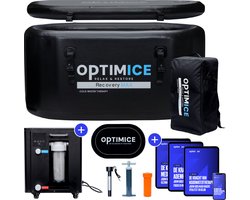 OPTIMICE IJsbad Oval PRO + OPTICLIMATE PRO, Inclusief Koelmachine, Thermometer & Draagtas, E-Books (Koudwater Therapie, Meditatie, Ademhaling), Badmat, - Zitbad - Wim Hof - Ice Bath - Opvouwbaar en Inklapbaar