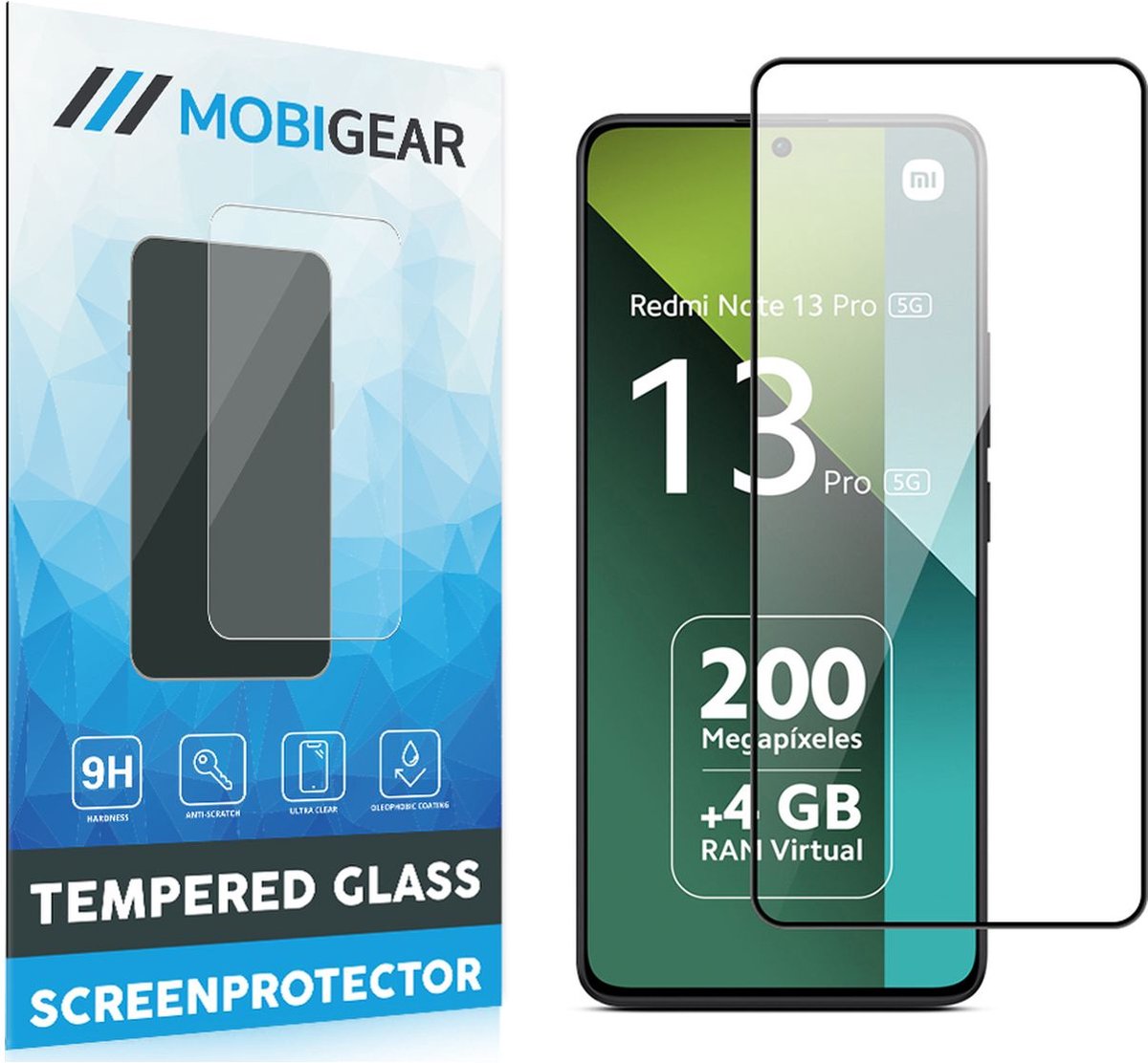 Mobigear Screenprotector geschikt voor Xiaomi Redmi Note 13 Pro 5G Glazen | Mobigear Premium Screenprotector - Case Friendly - Zwart
