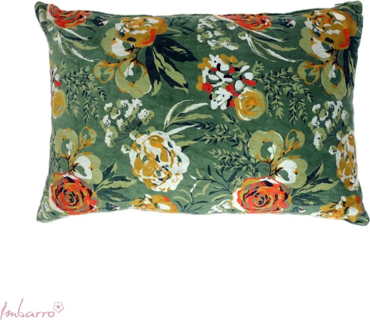 Imbarro - Kussen - Sierkussen - Evelynn - Green - 100 % katoen velvet - 40x60 cm
