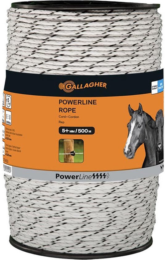 Schrikdraad koord voor paarden Gallagher PowerLine wit 500mtr