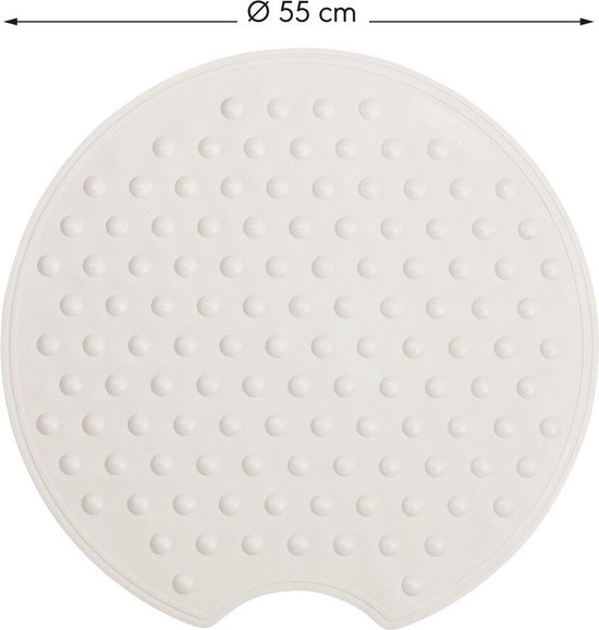 Ronde, witte antislipmat met noppen van 55 cm doorsnede.