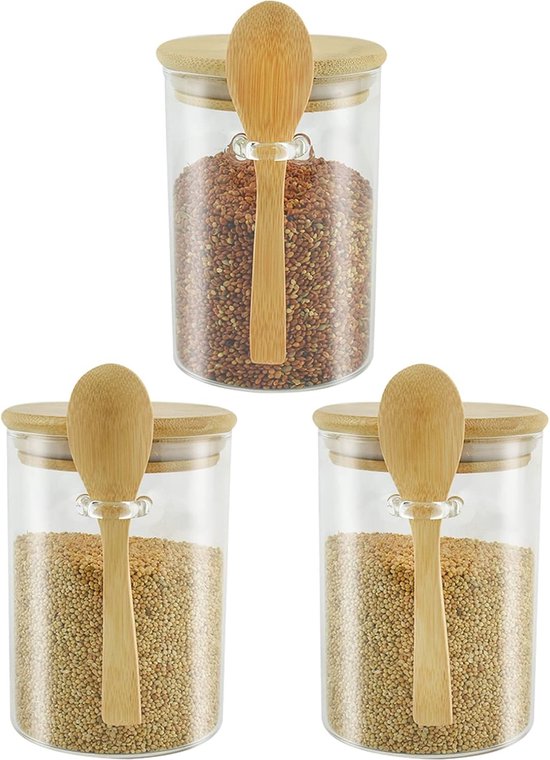 Set van 2 grote glazen voorraaddozen voor meel en suiker met Set van 2 grote glazen voorraaddozen voor meel en suiker met