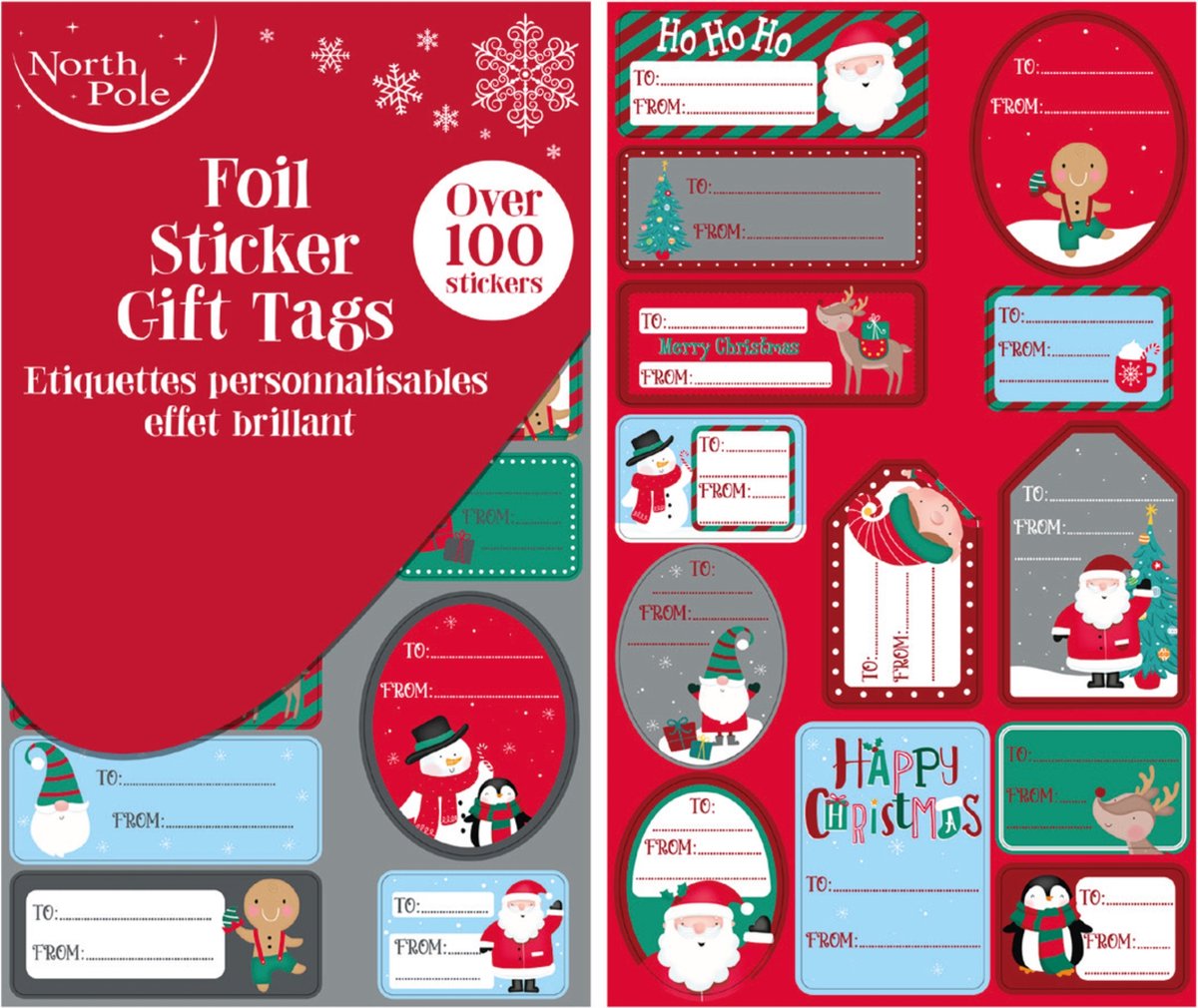 100 x Kerst Naamstickers Naam etiketten - Folie Etiketten - Kerst