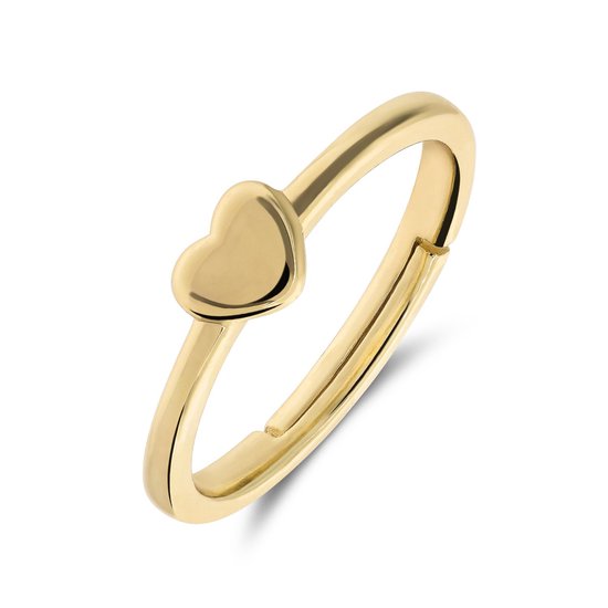 Lucardi Bague Kinder en argent plaqué or coeur - Ring - Argent 925 - Doré - 15 / 47 mm