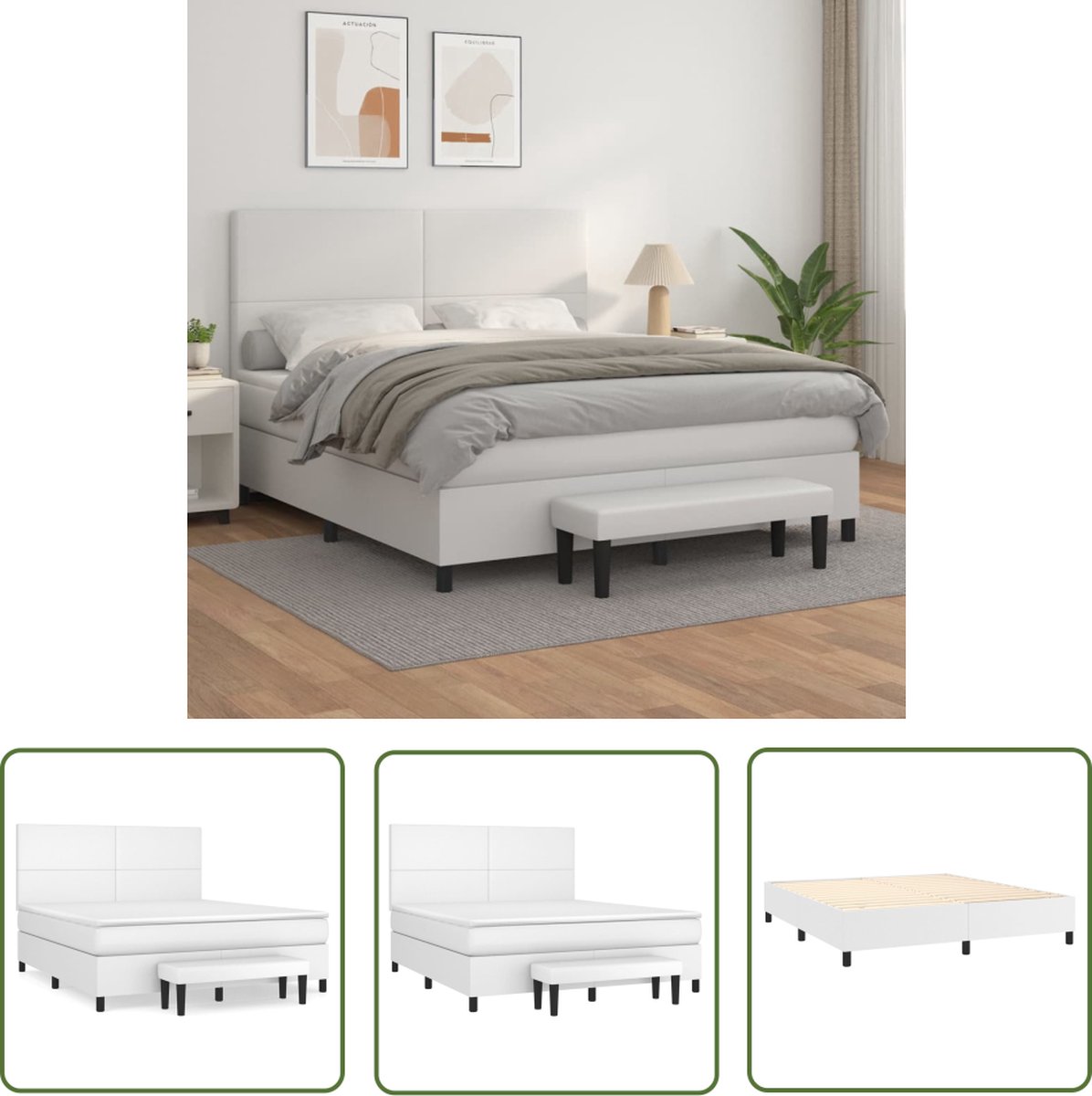 The Living Store Boxspringbed - Kunstleer - Pocketvering - Medium - 180x200cm