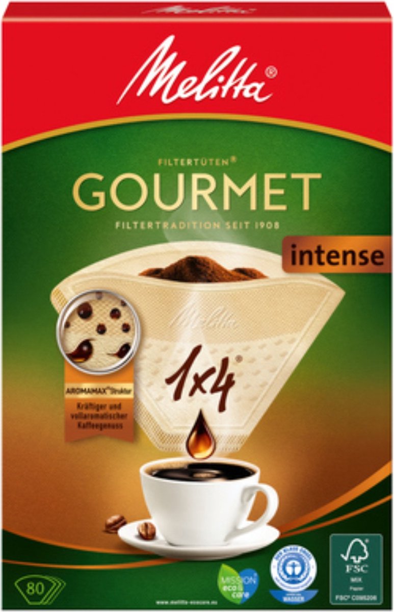 Melitta - Paper Coffee Filters 1x4 - Gourmet Intense - 80 pieces