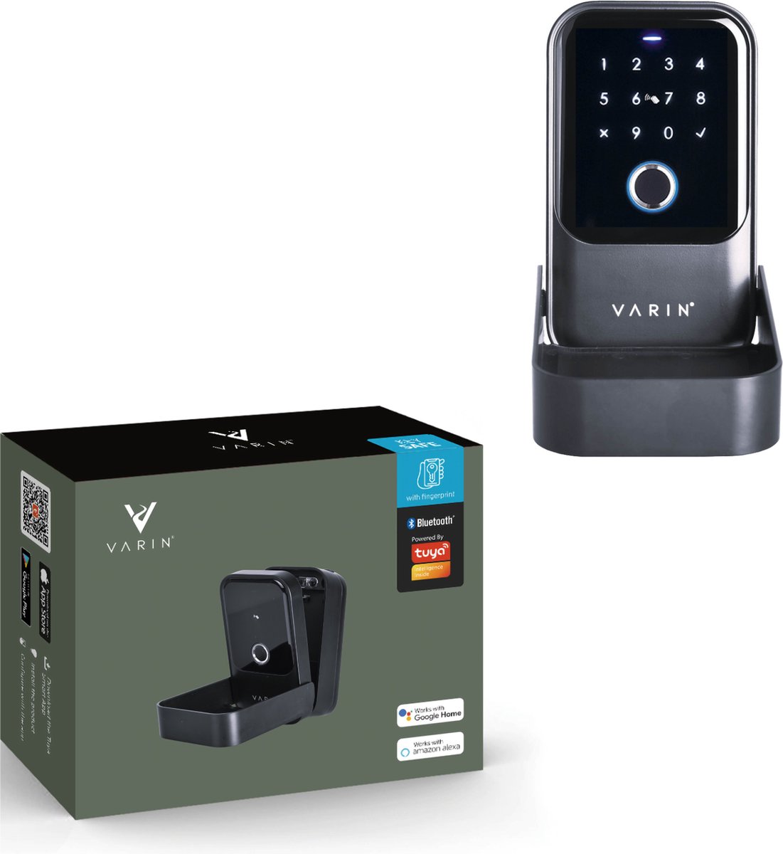 Varin® Smart Sleutelkluis met touchscreen- IP65 Waterdicht sleutelkastje - Sleutelkluisje met code voor buiten en binnen - Vingerprint - Sleutelkaart - App - Cijferslot hangslot weerbestendig - Incl. montage set - Tuya Smart