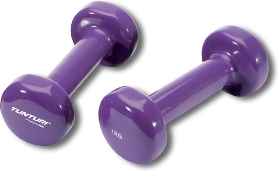 Tunturi Dumbbell set - 2 x 1,0 kg - Vinyl - Paars - Incl. gratis fitness app