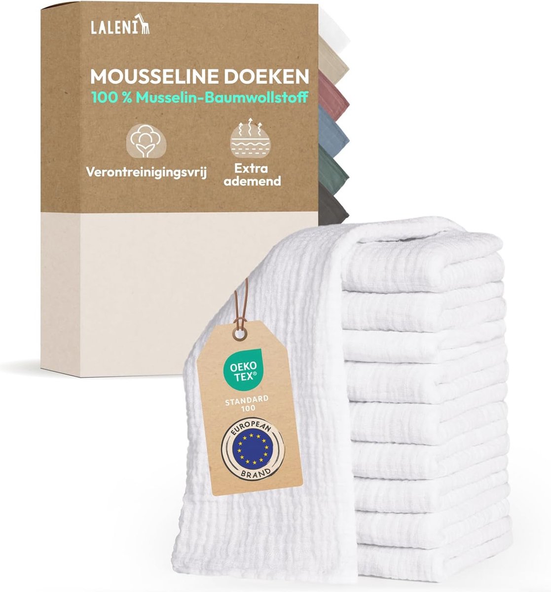 Goedkoopste Set van 10 Katoenen Spuugdoekjes voor Baby - Absorberende en Wasbare Mousseline Doekjes 70x70