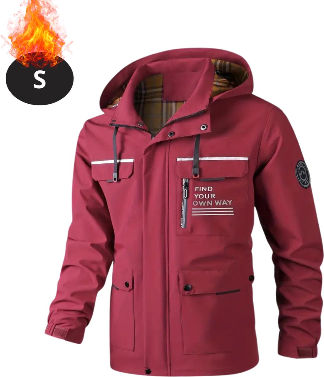 Bovista Windjas Voor Heren Windjack Waterdicht Jas Met Capuchon Outdoorjas Volwassen Rood