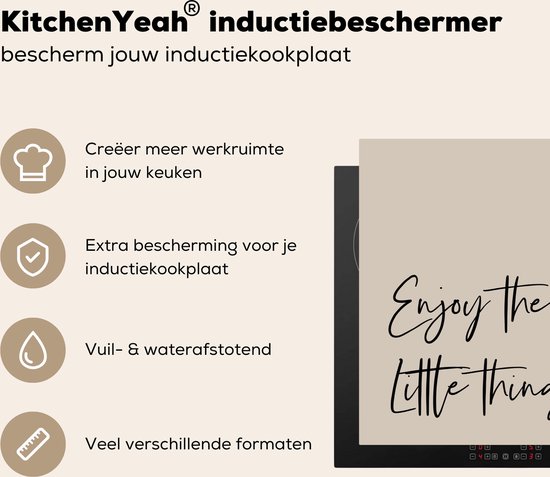 KitchenYeah® Protection plaque induction 90x60 cm - Beige - Citation - Appréciez les petites choses - Protege plaque de cuisson - Couvre plaque induction - Protecteur d'induction - Cuisine
