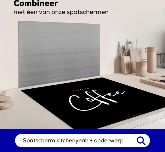 KitchenYeah® Protection plaque induction 60x60 cm - Noir - Citation - Mais d'abord le café - Protege plaque de cuisson - Couvre plaque induction - Protecteur d'induction - Cuisine