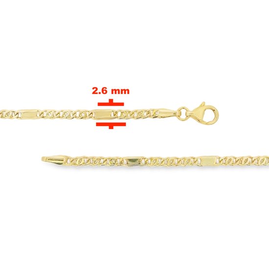 Bijoutier Zwartevalk Bracelet à maillons oeil de faucon en or 14 carats - ZV 1323/18cm