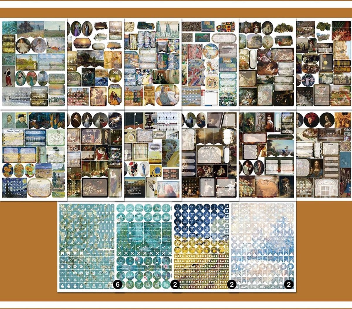 Stickerboekje met Planner & Bullet Journal Stickers met Kunst thema - 1700+ Stickers voor Agenda & Kalender - Beroemde schilderijen — afbeelding 2