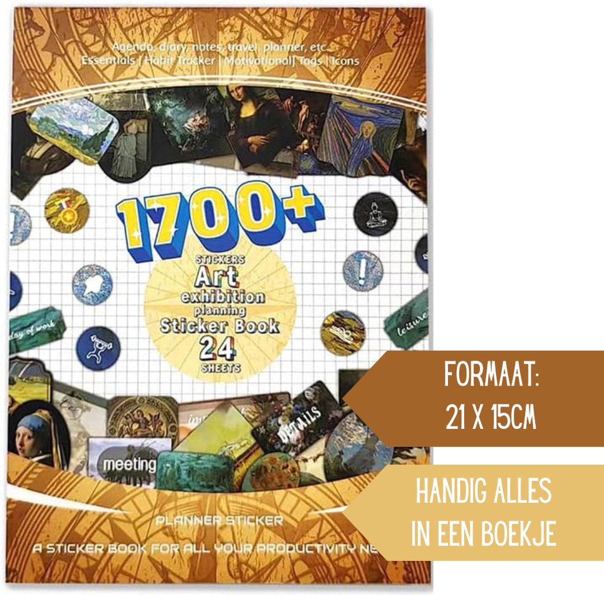 Stickerboekje met Planner & Bullet Journal Stickers met Kunst thema - 1700+ Stickers voor Agenda & Kalender - Beroemde schilderijen — afbeelding 5