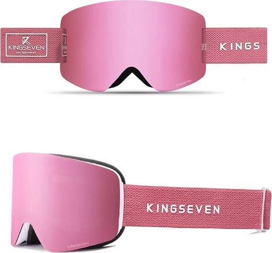 KingSeven - Randloze Unisex Skibril met UV400 en Polarisatiefilter - Roze - Model Z294