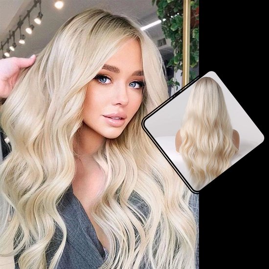 Blonde Pruik - Pruiken Dames Lang Haar- Haarstuk Met Net - Golvend