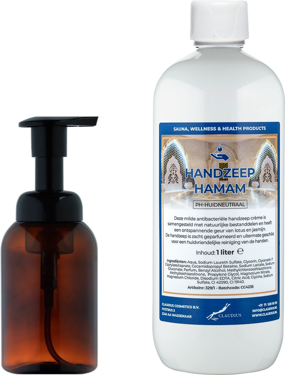 Goedkoopste Zeepdispenser 300 ml amber bruin hervulbaar 1 liter Handzeep Hamam navulling
