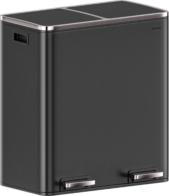 O'DADDY® Prullenbak - Afvalemmer – Duo Bin – 60L – Soft-close – 58,6 x 32 x 65 cm – 2 Binnenemmers – Inclusief 15 Afvalzakken – Elegant Zwart