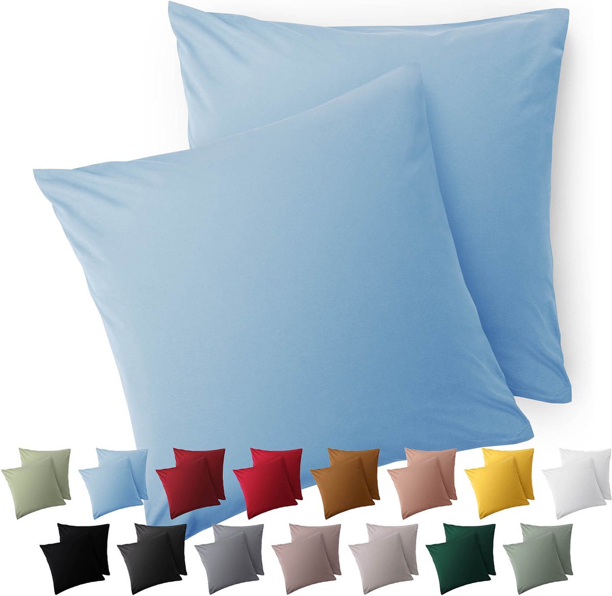 Blumtal Kussensloop Microvezel Kussenhoes 80 x 80 cm - Lichtblauw - Set van 2