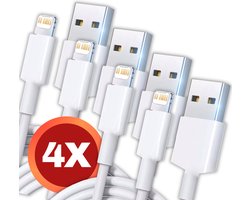 4x Oplader - Geschikt voor Lightning naar USB A Kabel - Oplaadkabel geschikt voor iPhone X/11/12/13/14 - Opladers - Wit