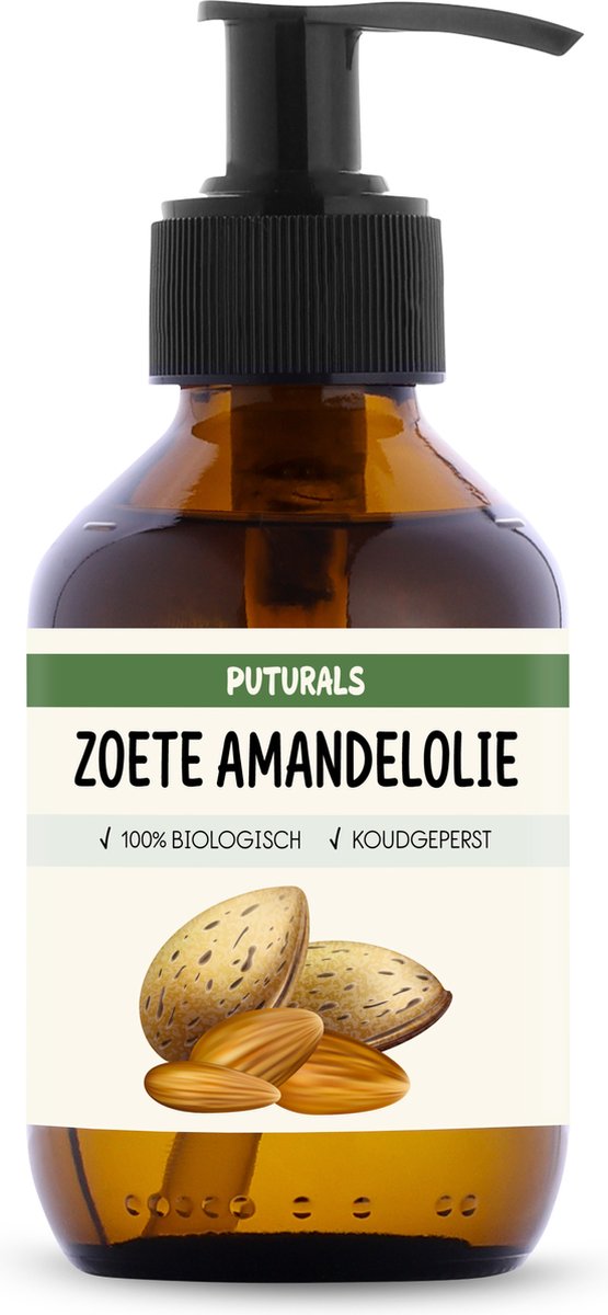Goedkoopste Puturals Amandelolie 100 Biologisch - 150ml - Koudgeperst en Puur - Zoete Amandelolie Voor Haar, Huid en Gezicht