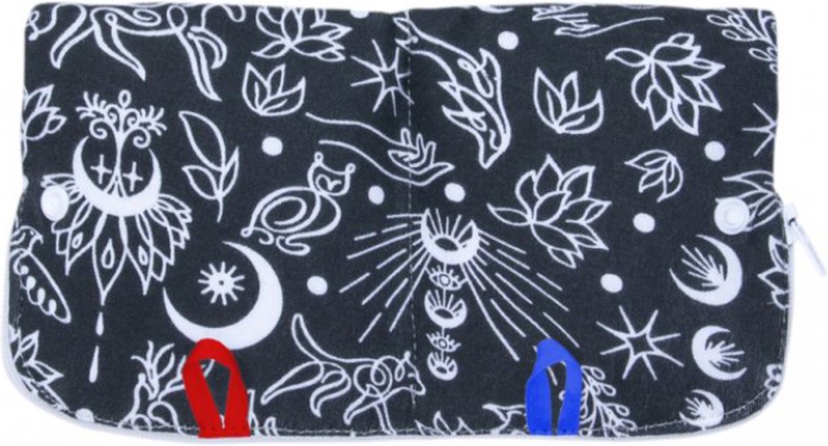 Terra Gaia - wetbag - tasje voor wasbaar maandverband - 2 vakjes - Gaia print - tasje voor wasbare inlegkruisjes - zwart met print - biologische katoen - lekdicht