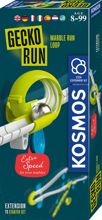 Kosmos Gecko Run - Knikkerbaan - Looping uitbreiding - Marble Run - Verticale knikkerbaan met kleefpads voor gladde oppervlakken