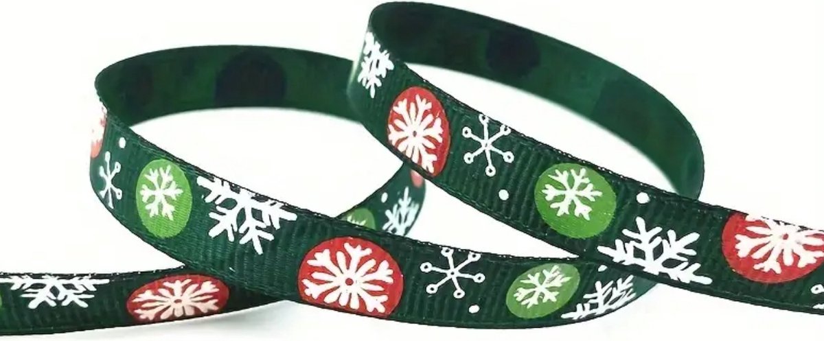 Kerst lint 5 meter groen sneeuwvlok - inpakken - kerst - versieren - cadeau