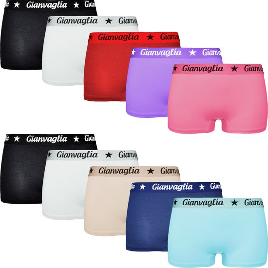 Caleçons Femme Katoen - Lot de 10 - Boxers - Uni - Mix de Couleurs - Taille XXL - Jambe Courte