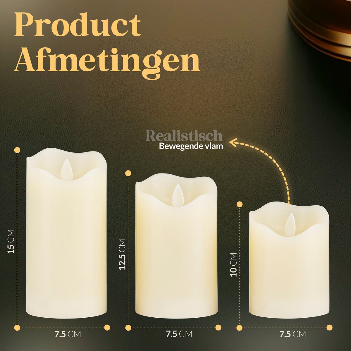 Aurae Led Kaarsen met Bewegende Vlam - 3x - Echte Wax - Afstandsbediening - 250+ Branduren - op Batterijen - Flikkerende Vlam - Timer - Kerst Kaarsen — cadeau in Wonen & Interieur - foto 7