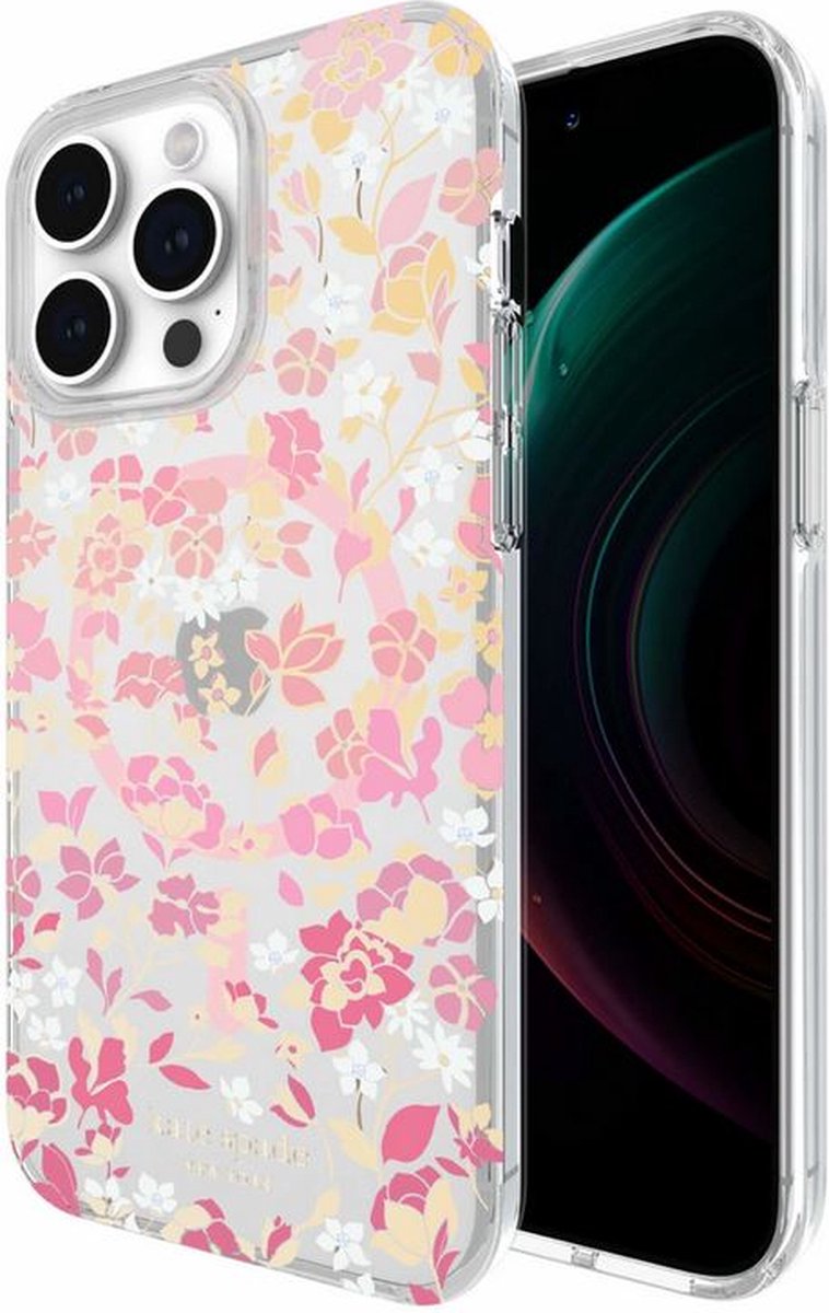 kate spade NEW YORK Protective MagSafe Case voor Apple iPhone 15 Pro Max (Flowerbed Pink Ombre)