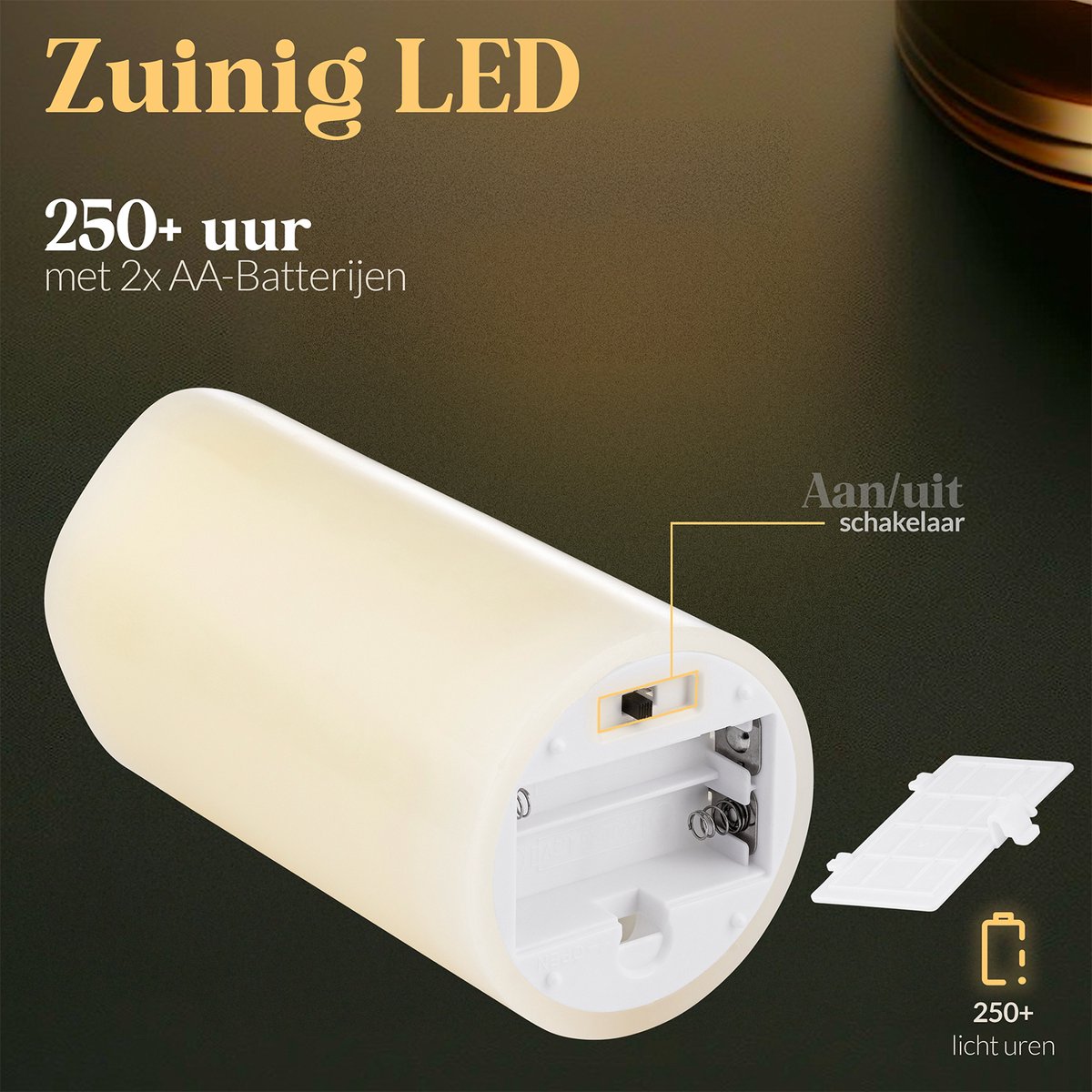 Aurae Led Kaarsen met Bewegende Vlam - 3x - Echte Wax - Afstandsbediening - 250+ Branduren - op Batterijen - Flikkerende Vlam - Timer - Kerst Kaarsen — cadeau in Wonen & Interieur - foto 4