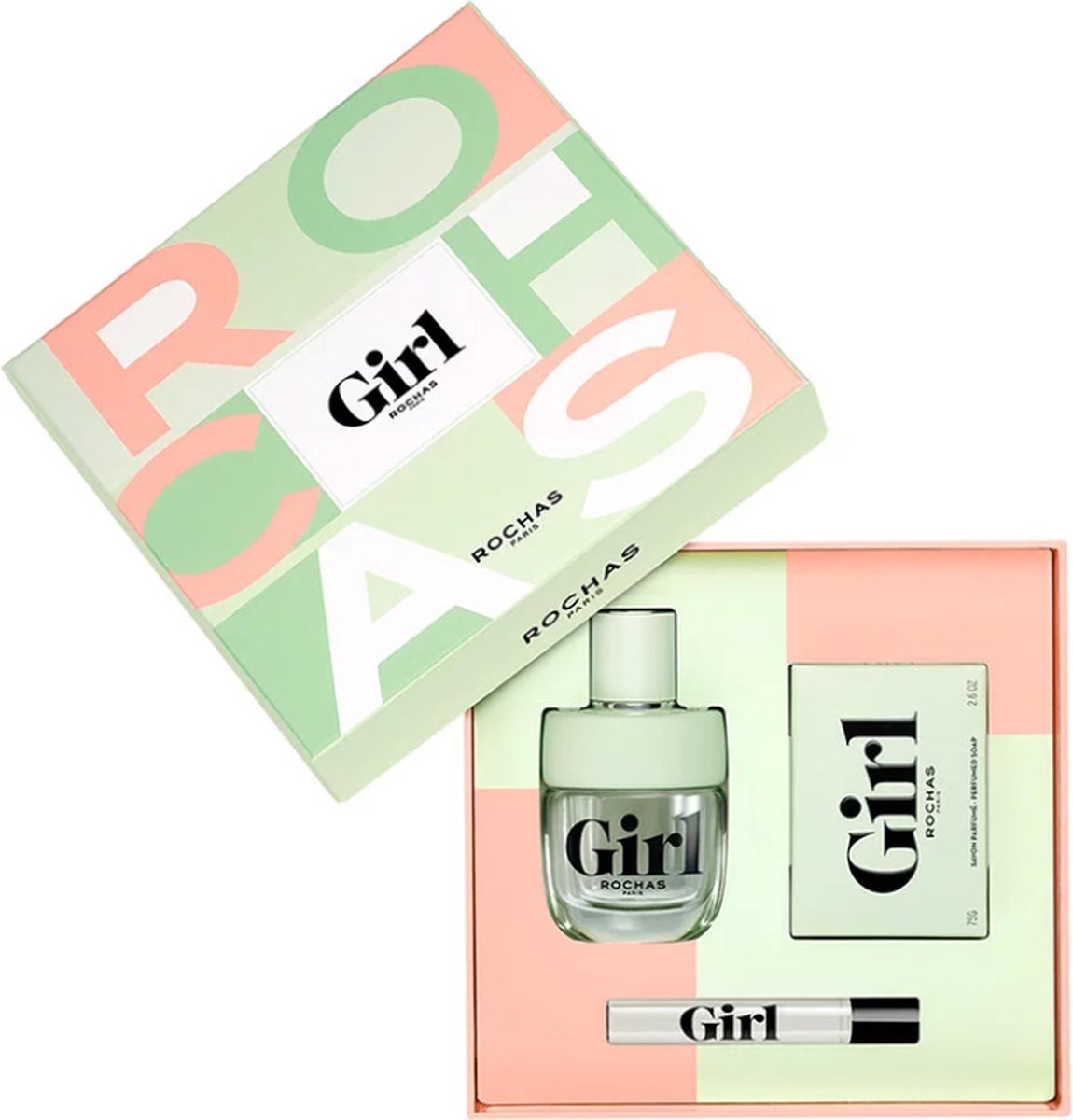 Goedkoopste Rochas Girl - Eau De Toilette 60 ml Miniatuur Eau De Toilette 7,5 ml zeep 75 gram - Giftset