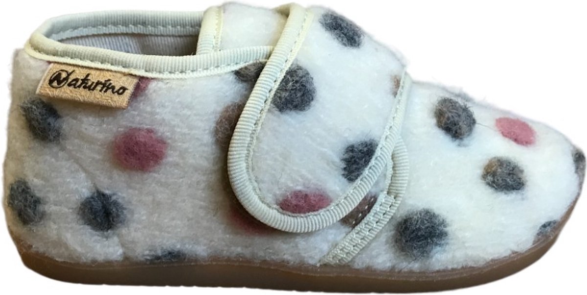 Naturino - Home - Mt 29 - velcro stippen velvet pantoffel- beige