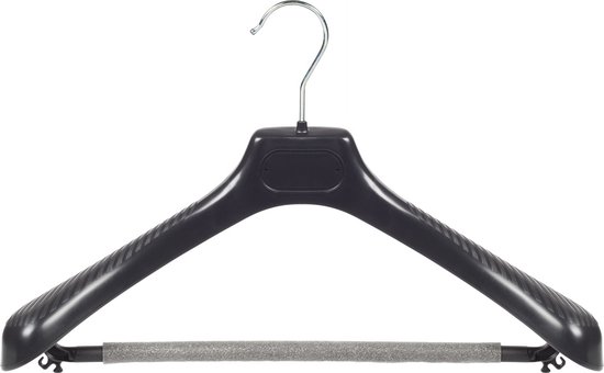De Kledinghanger Gigant - Cintre - Cintre Costume - Cintre - Adultes - LS39 - 50 Pièces - Plastique - Zwart - Modèle Courbé - Extension d'Épaule 5 cm - Barre de Pantalon avec Mousse - 39 cm - Cintre - Cintre - Série LS