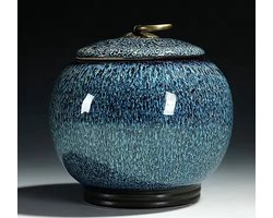 Luxe Begrafenis Urn - 720 ML - Urn - As Urn - Voor Huisdieren, Honden, Katten of Menselijk As - Crematie As - Mini Urn - BLAUW