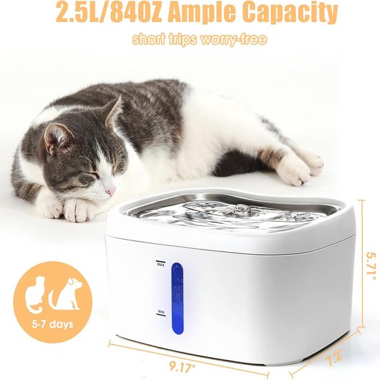 Drinkwaterfontein kat - RVS - 2,5 L