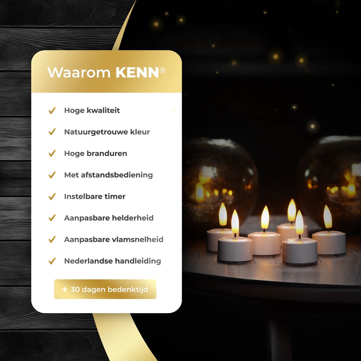 KENN® Originele Oplaadbare Waxinelichtjes – Set van 12 – Met Afstandsbediening & Timer – Inclusief Oplaadstation – Tot 120 Branduren – LED Waxinelichtjes – Oplaadbare Theelichtjes – Realistische Flikkerende Vlam – LED Kaarsen - Nep Kaarsen — cadeau in Wonen & Interieur - foto 8