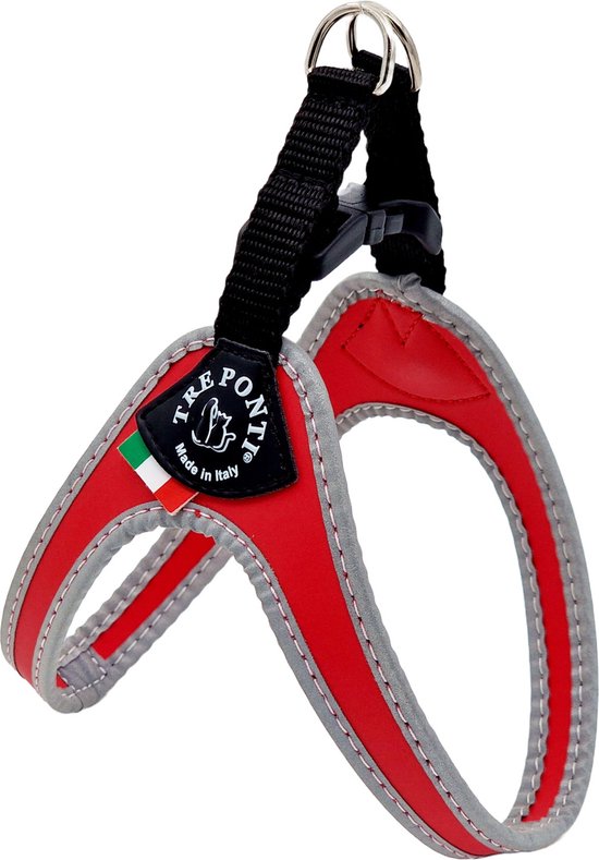 Tre Ponti Fibbia Basic Tuig Rood&Reflecterend - Hondenharnas - 37 - 50 cm