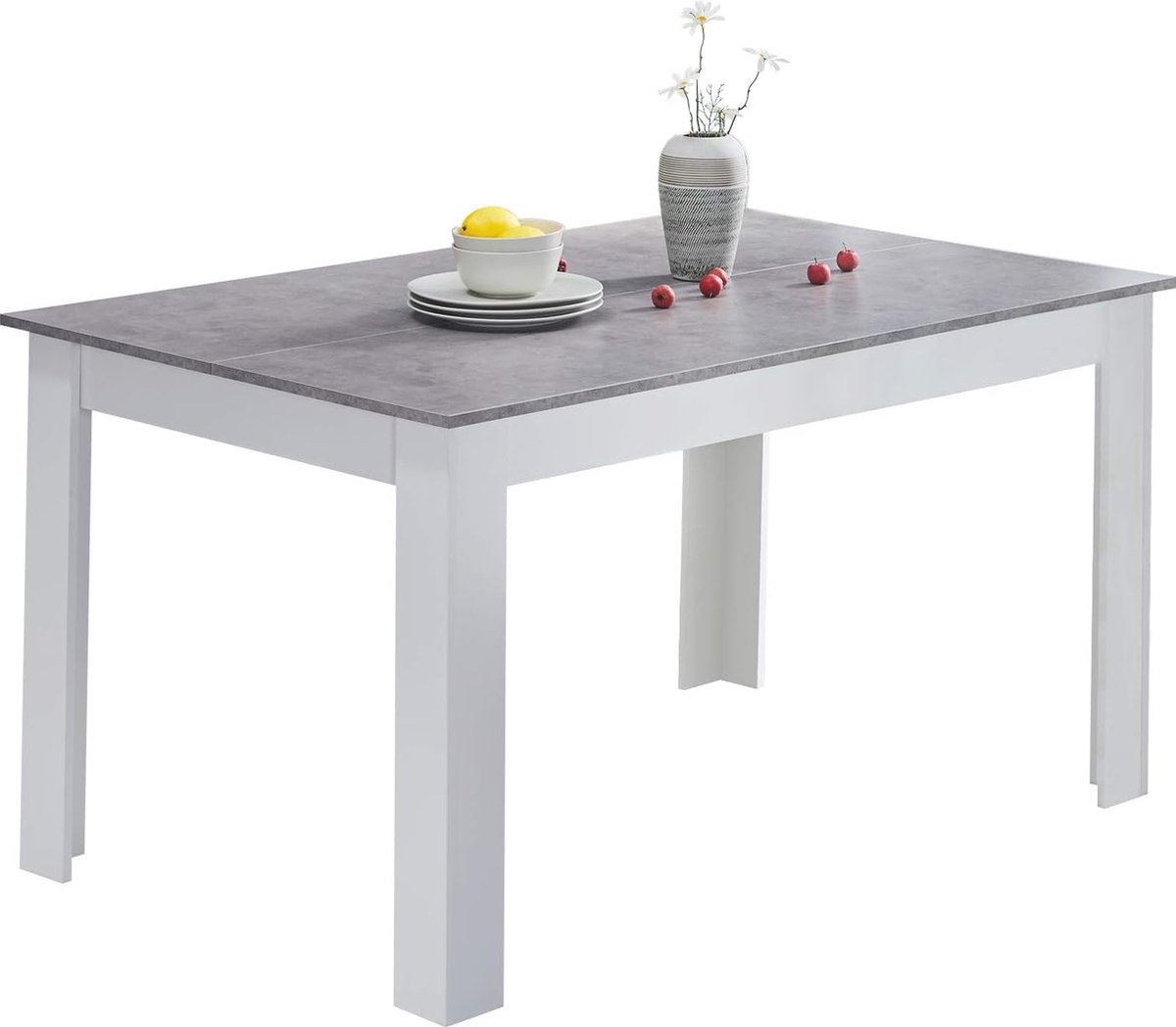 Moderne Witte Eettafel 140 cm voor 4-6 Personen - Houten Keuken- en Eetkamer Tafel