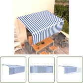 Auvent extensible The Living Store - Polyester - 400 x 300 cm - Blauw et blanc