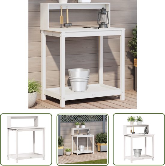 Table d'empotage The Living Store - Bois de pin Massief - 82,5 x 50 x 109,5 cm - Avec beaucoup d'espace de rangement